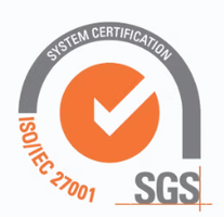 ISO/IEC 27001 system certification mark issued by SGS